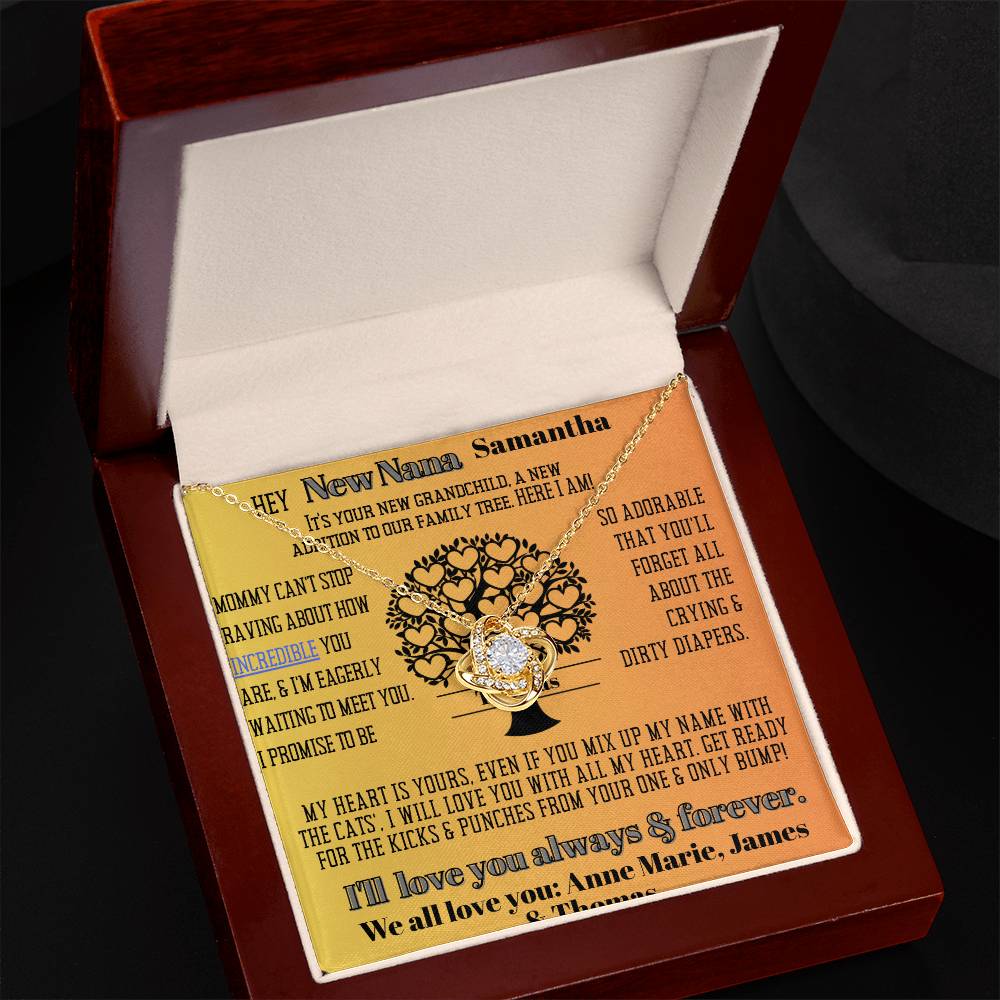 New Cat Nana Birthday News, Gift | Baby Arrival Announcement from Daughter Son, New Addition to Family Tree Personalized Necklace, Heartfelt Funny Message Card