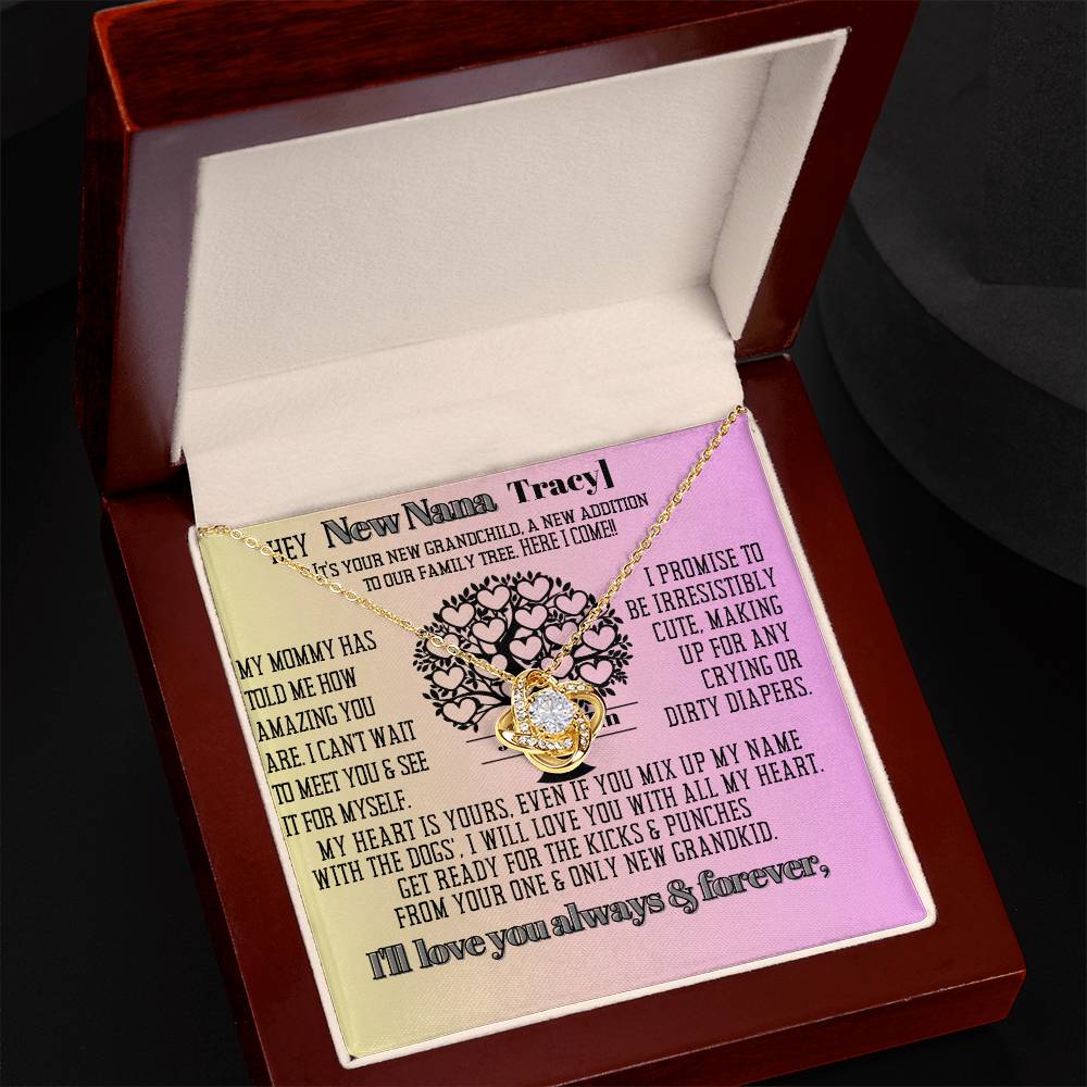 New Grandmom Birthday News, Gift | Baby Arrival Announcement from Daughter Son, Family Tree Personalized Necklace, Heartfelt Funny Message Card.