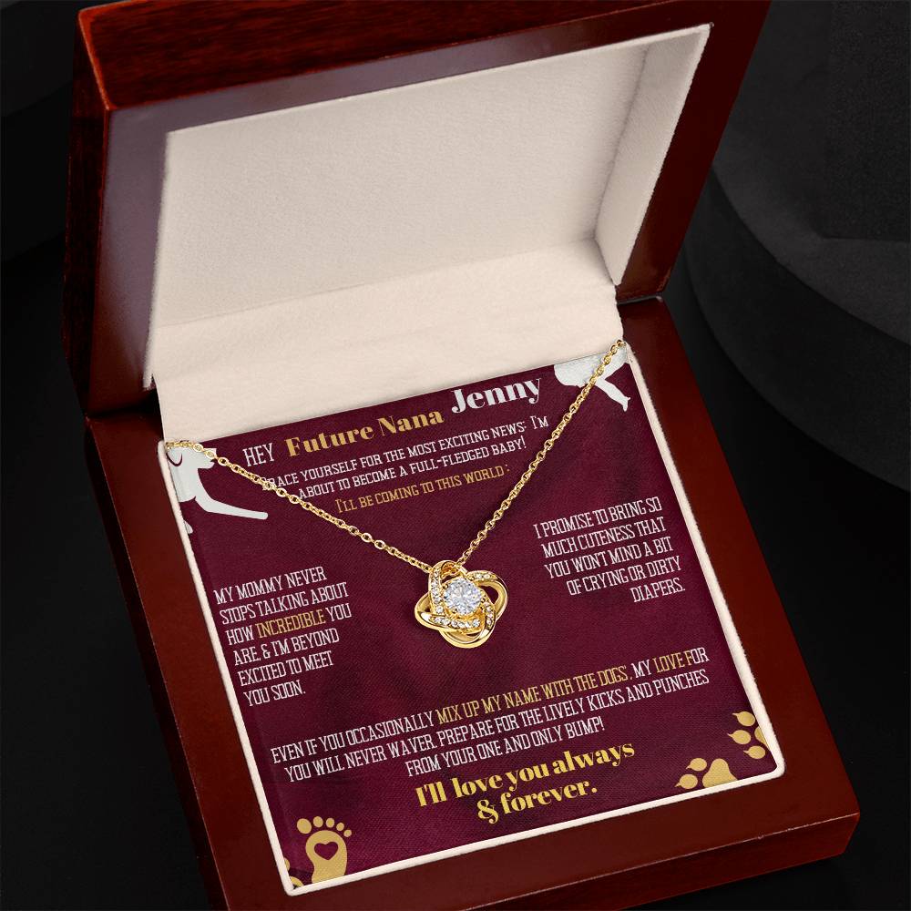 Hey my dog loving Grandma or Nana, I, your next grandchild will soon come to this world! Personalized pregnancy announcement.