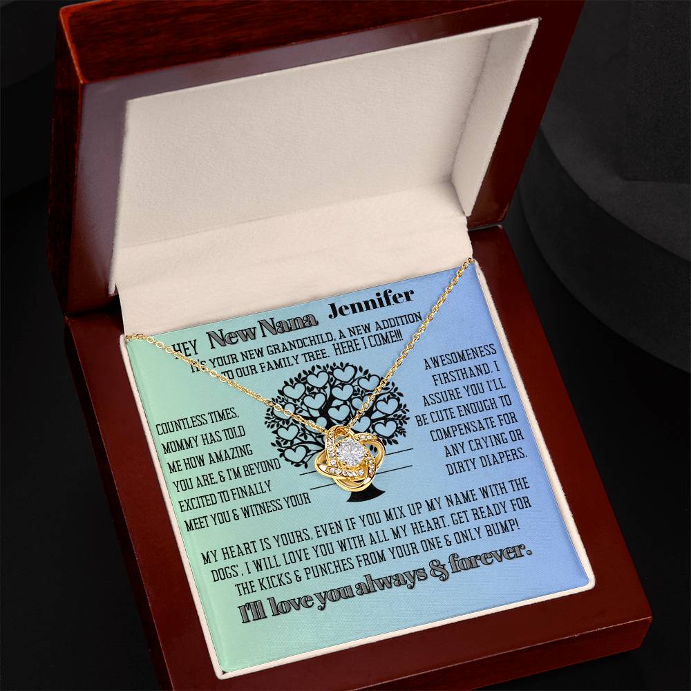 New Dog Nana Birthday News, Gift | Baby Arrival Announcement from Daughter Son, New Addition to Family Tree Personalized Necklace, Heartfelt Funny Message Card.