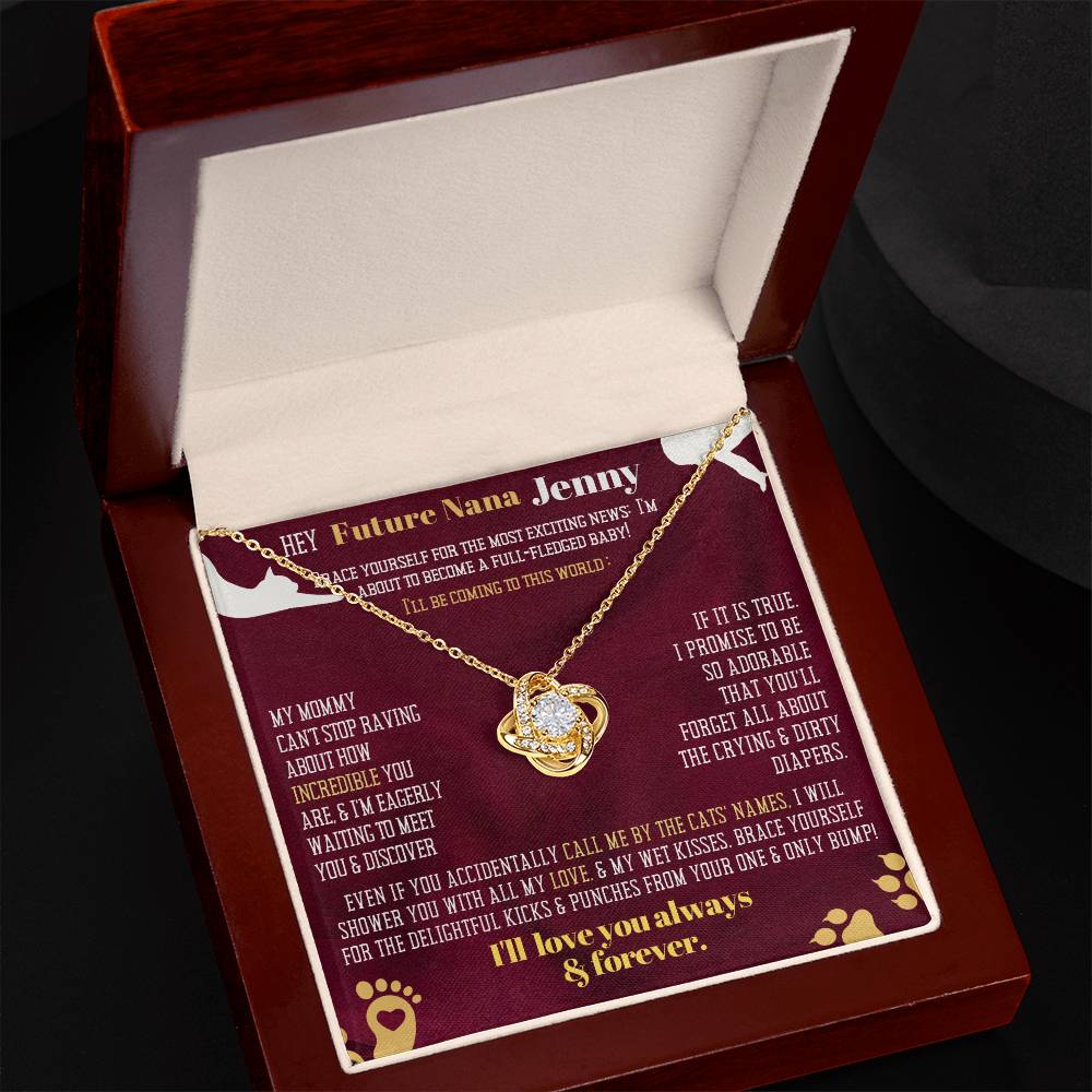 Hey my cat loving Grandma or Nana, I, your next grandchild will soon come to this world! Personalized pregnancy announcement.