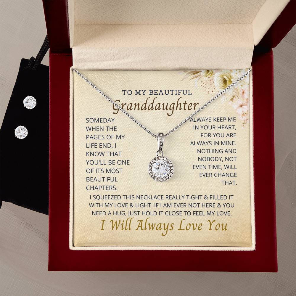 Grandfather/mother necklace gift for granddaughter, Eternal Hope Necklace white gold covered, jewelry for a birthday, Christmas.