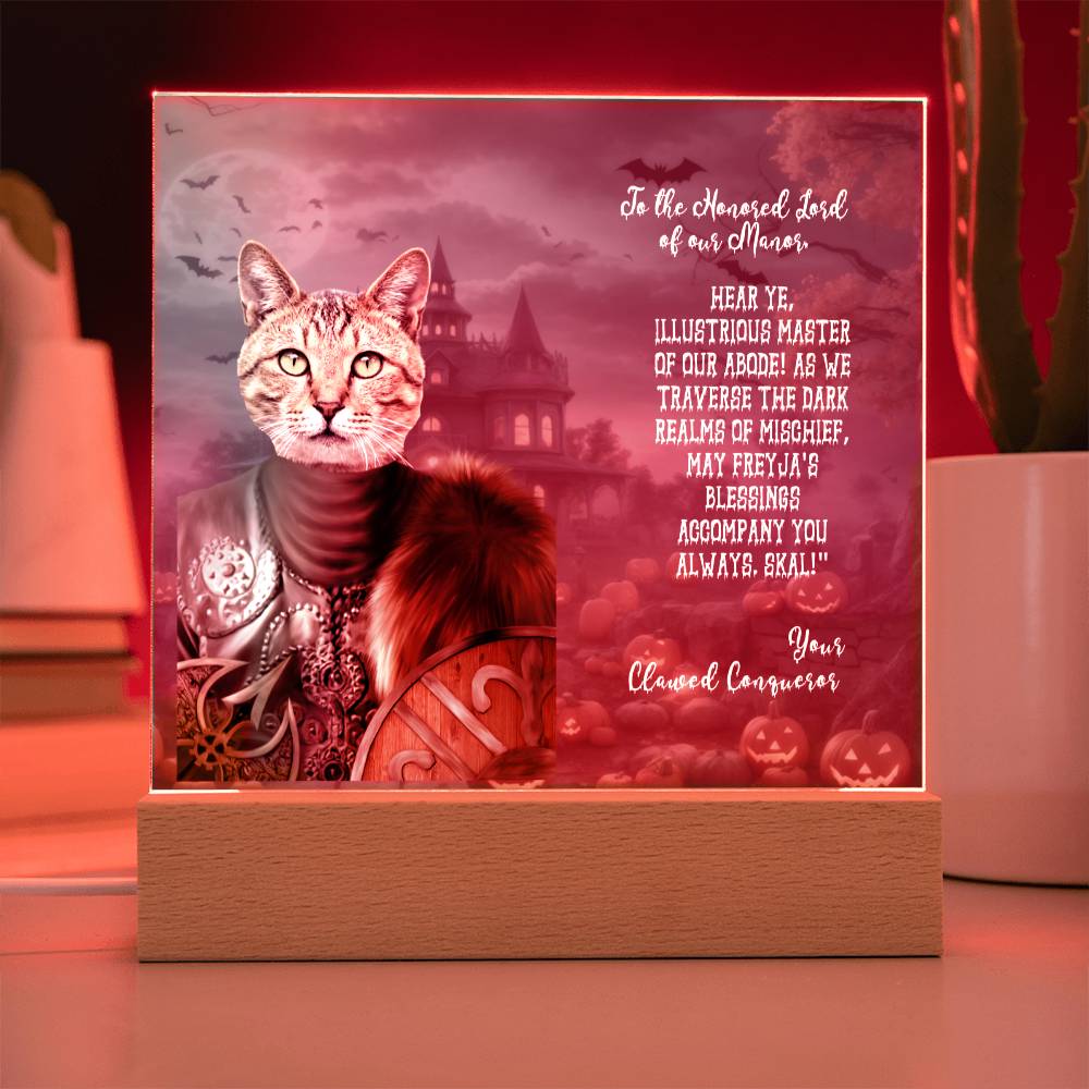 Dog mom Personalized Halloween Acrylic Plaque of a Viking Dog Portrait, Funny sentimental Gift from Husband and Pet, Dog memorial Table Home Decor.