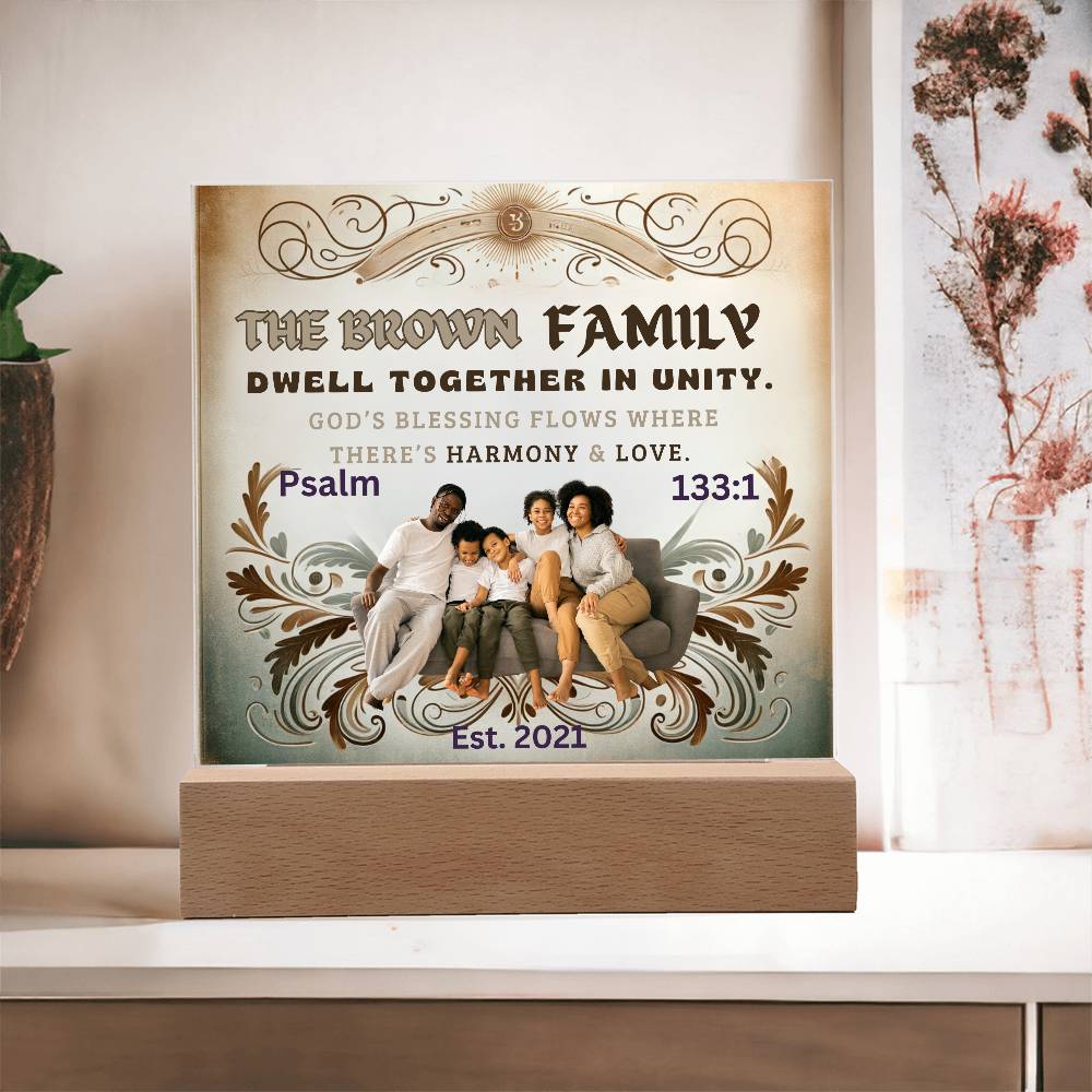 Custom Bible Acrylic Family Photo Name Date Religious Holiday Plaque Spiritual Christmas Gift Inspirational Keepsake Christian Family Decor