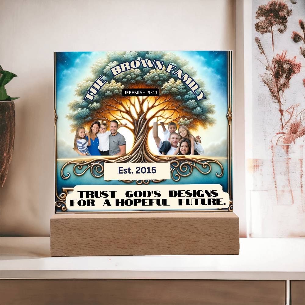 Custom Bible Acrylic Family Photo Name Date Religious Holiday Plaque Spiritual Christmas Gift Inspirational Keepsake Christian Family Decor