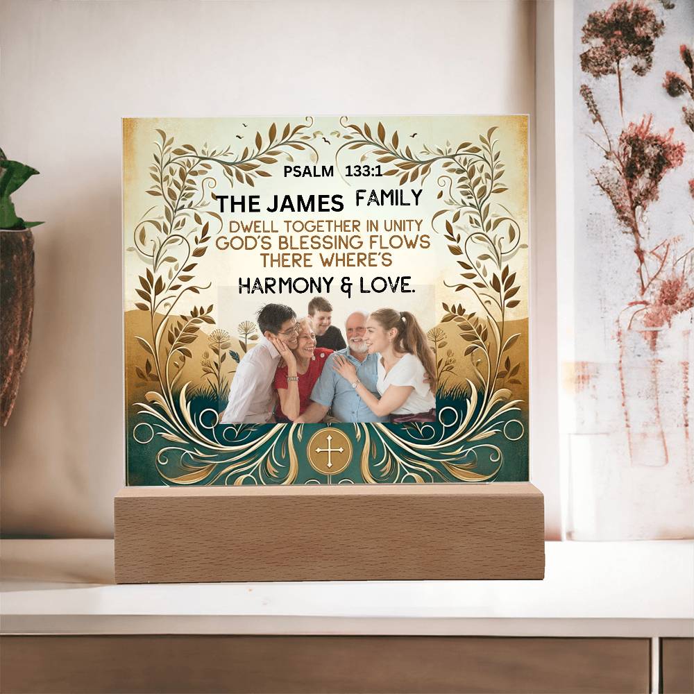 Custom Bible Acrylic Family Photo Name Date Religious Holiday Plaque Spiritual Christmas Gift Inspirational Keepsake Christian Family Decor