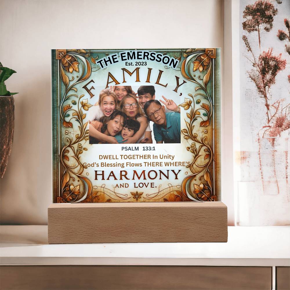 Custom Bible Acrylic Family Photo Name Date Religious Holiday Plaque Spiritual Christmas Gift Inspirational Keepsake Christian Family Decor