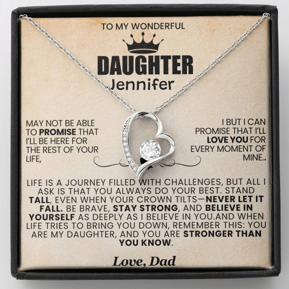 To My Princess Daughter Forever Love Necklace vintage and black