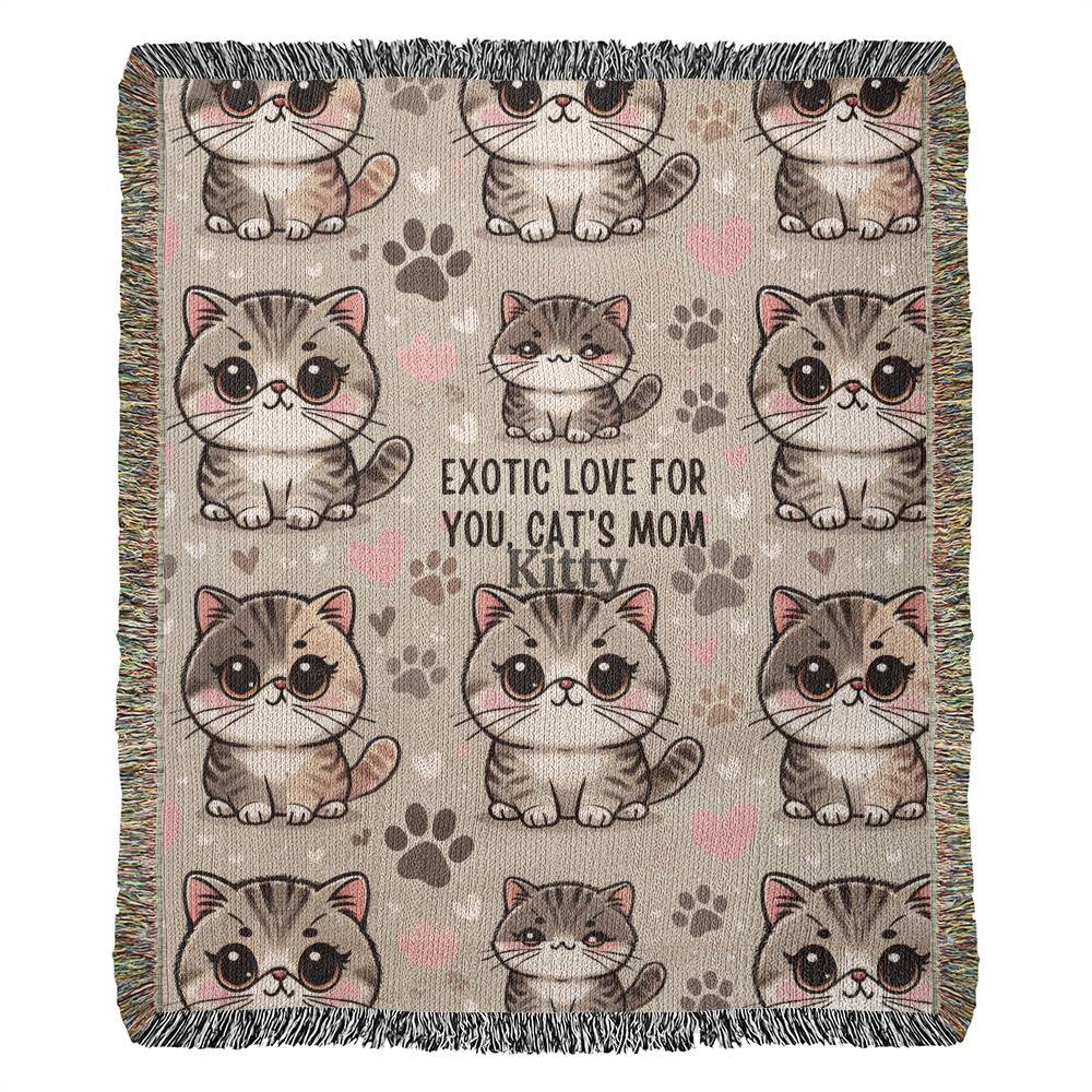 Personalized Cat Mom Christmas Blanket Custom Names Pit bull Velveteen Throw Heirloom Artwork Woven Blanket (Portrait)