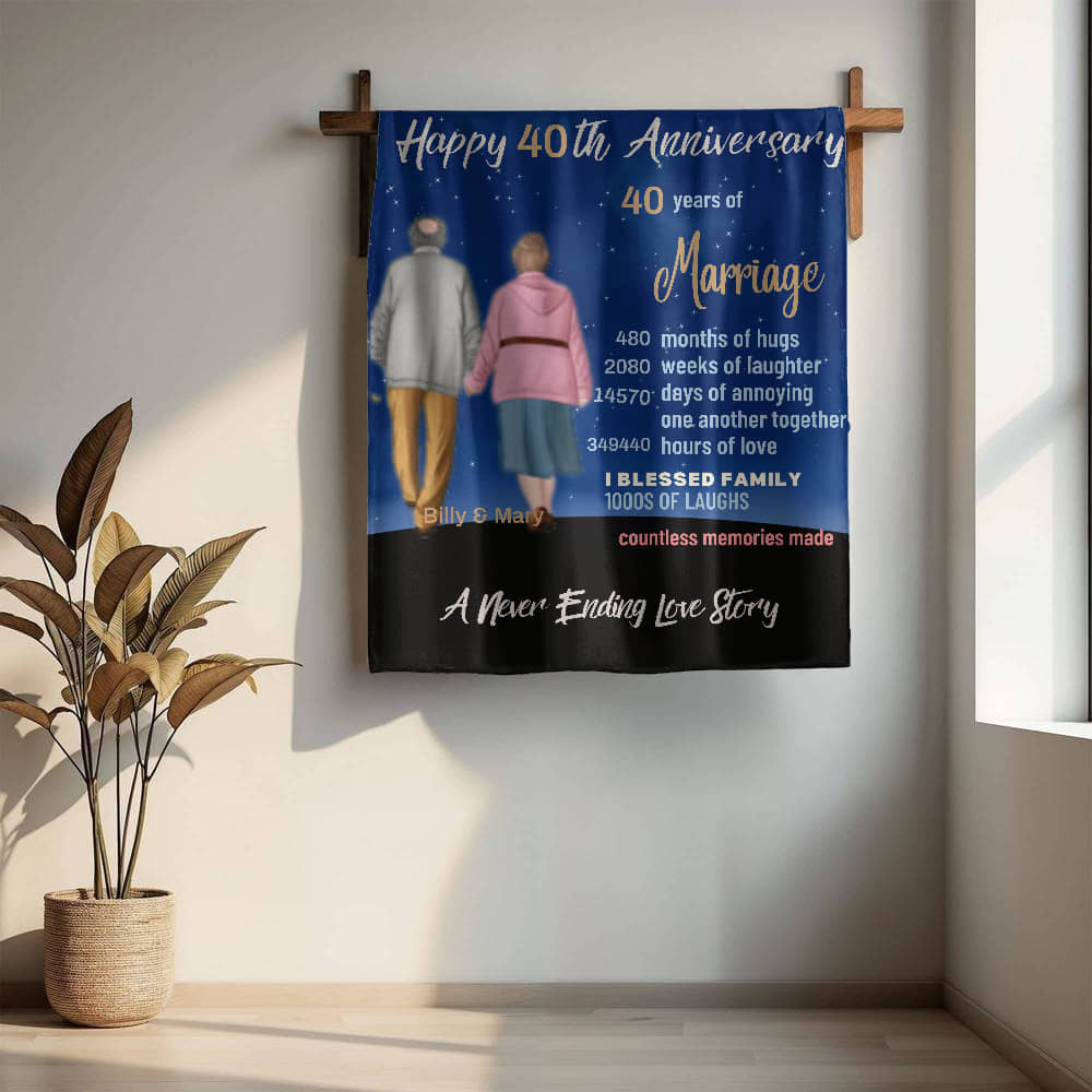 A Personalized Anniversary Older Couple Sherpa or Fleece Blanket