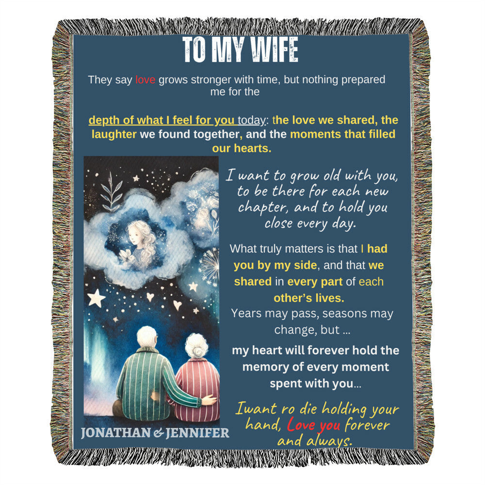 Growing Old Together" Heirloom Woven Blanket for Wife from husband