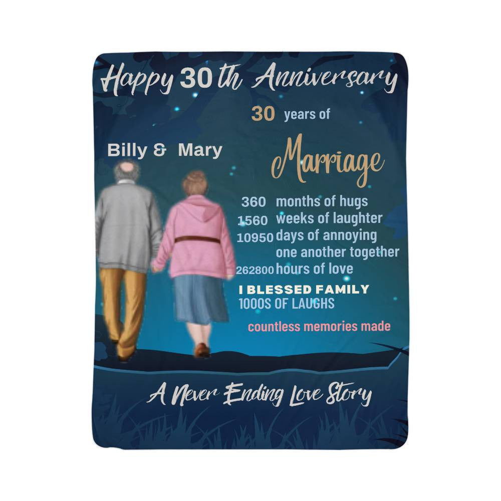 An Aniversary Personalized Sherpa or Fleece Blanket for Older Couple