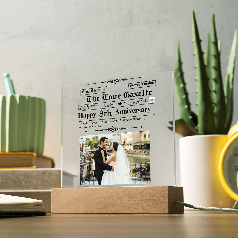 A Personalized Love Gazette Acrylic Square Plaque