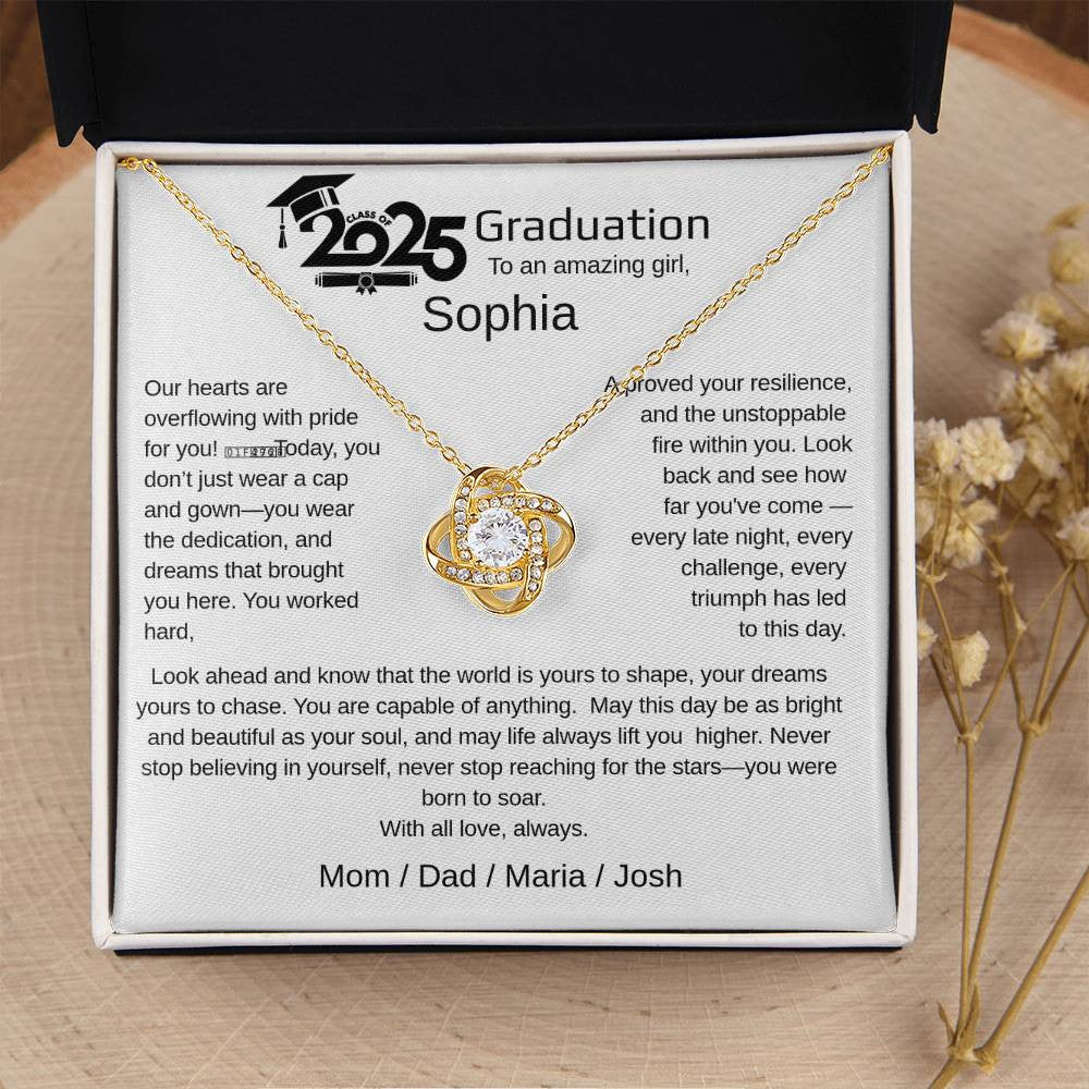A Graduation Personalized Necklace Gift for a Woman.