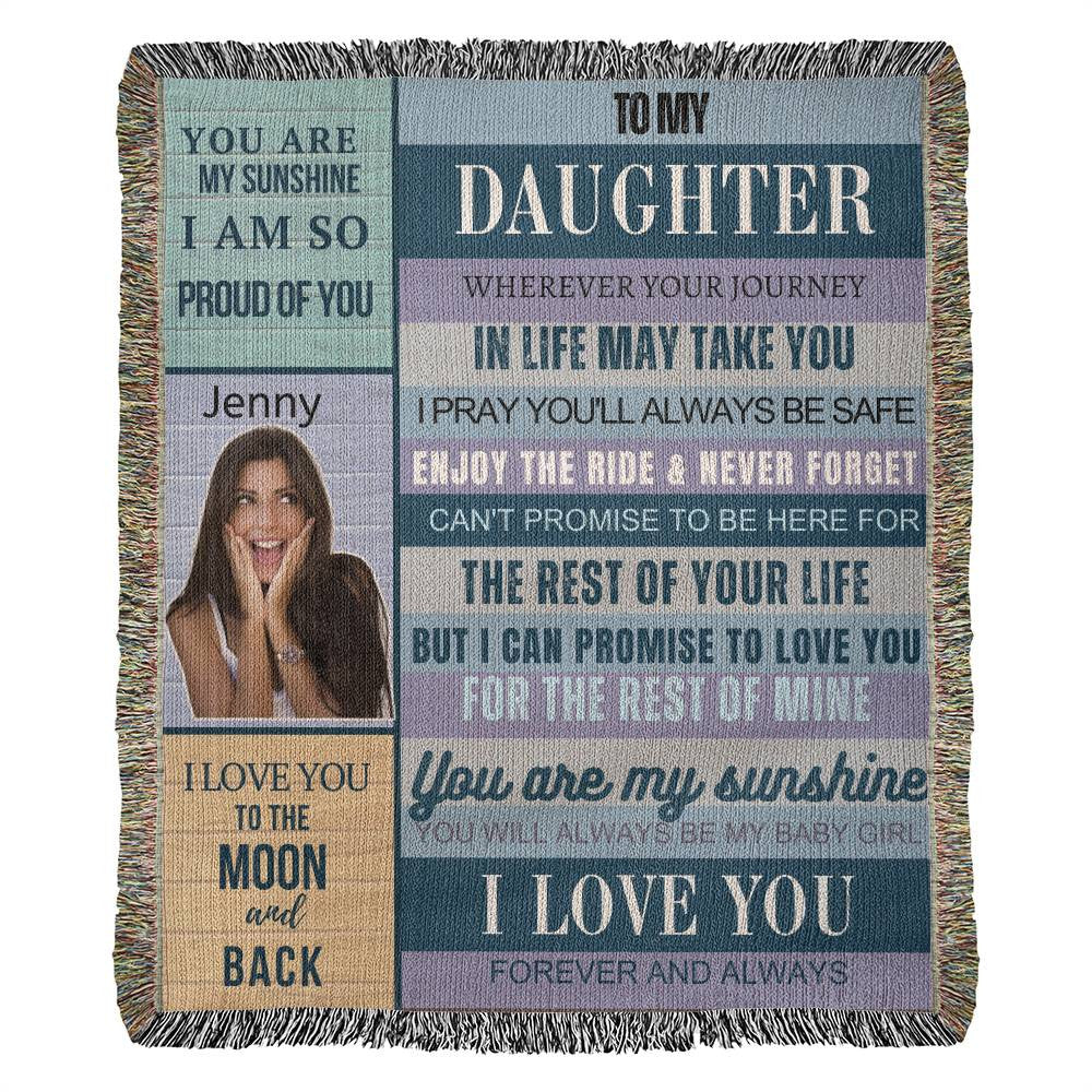 A Daughter from Dad photo name heirloom, sherpa or fleece blanket blue