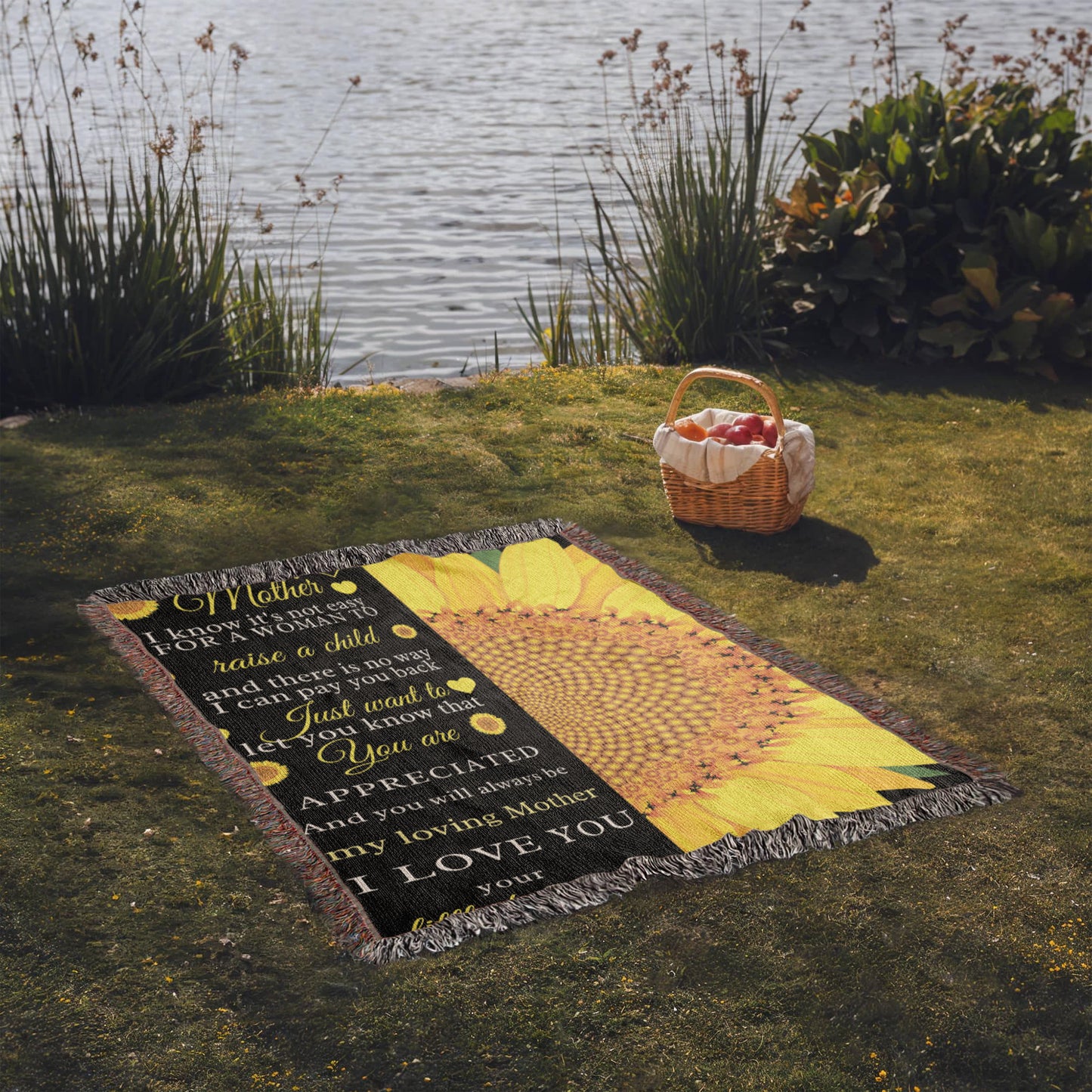A Sunflower Woven Blanket for Mom from the Son