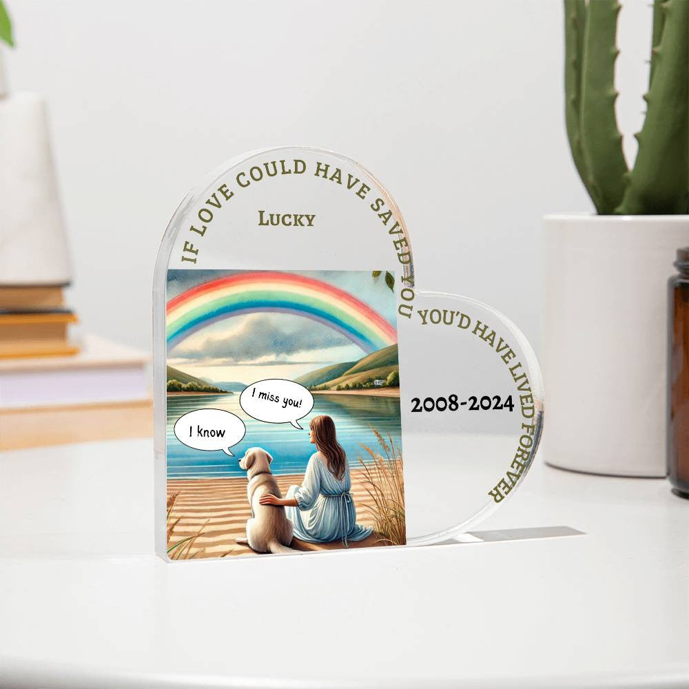 A Dog Memorial, Heart Shaped Acrylic Plaque