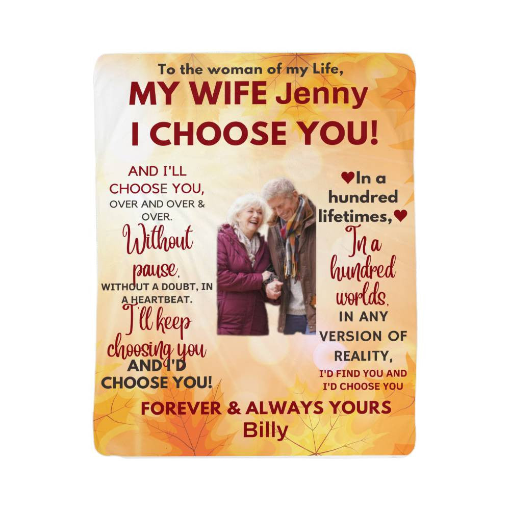A Personalized I Choose You Sherpa or Fleece Blanket for an Older Couple.