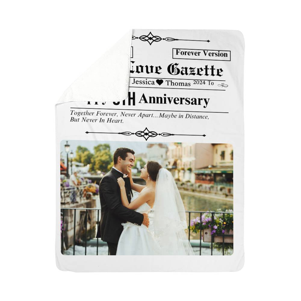 A Personalized Newspaper Love Sherpa or Fleece Blanket