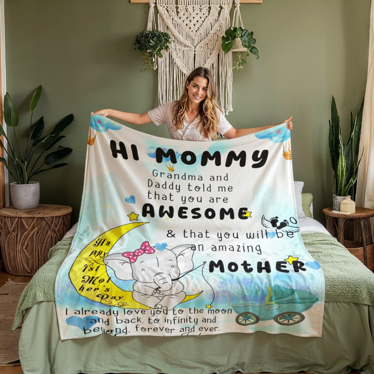 A Custom Fleece Blanket for a New Mom.
