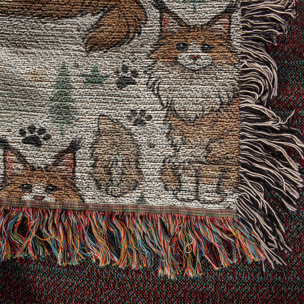 Personalized Cat Mom Christmas Heirloom Blanket Custom Names Ragdolls and Maine Coons Persian Throw Bundle