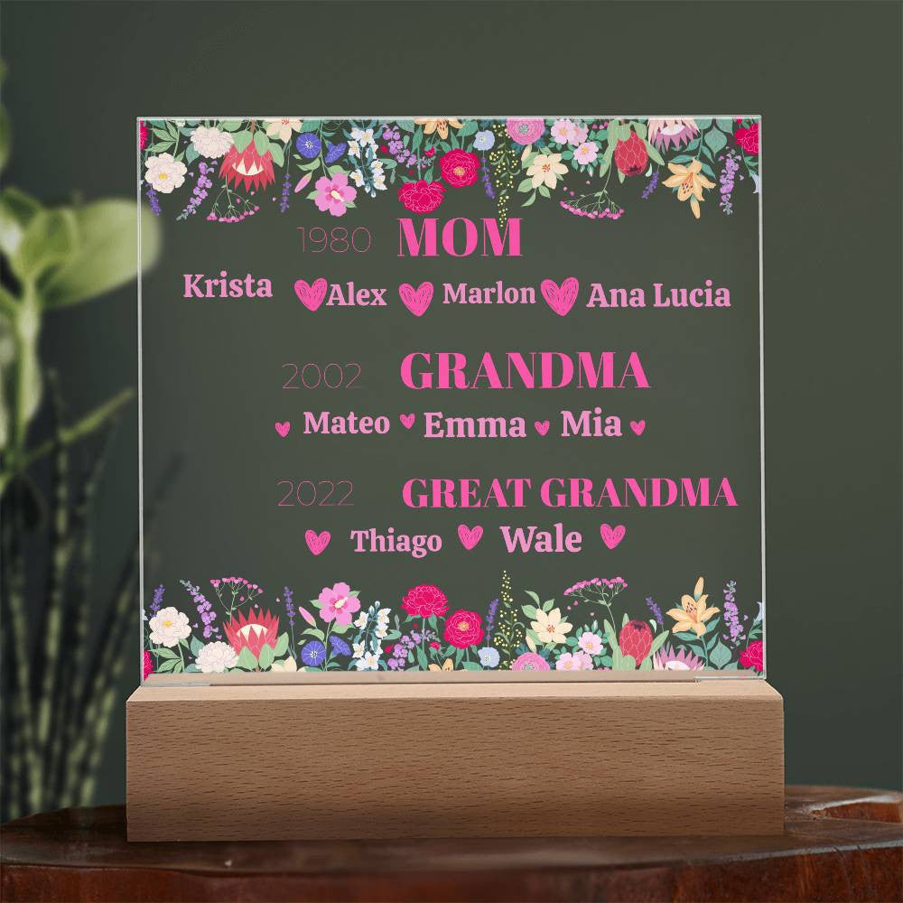 Love Acrylic Wildflower Plaque for Mom