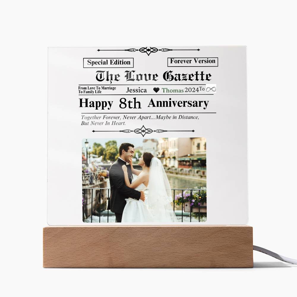 A Personalized Love Gazette Acrylic Square Plaque