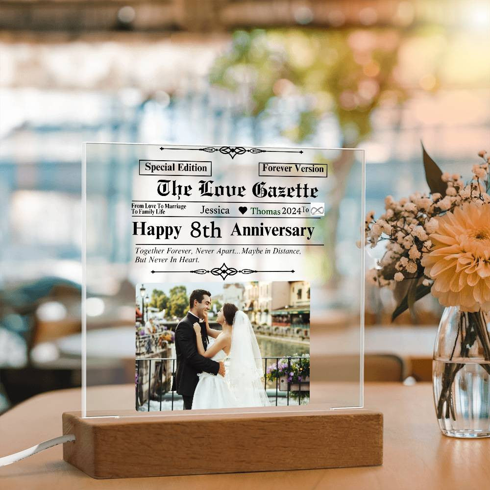 A Personalized Love Gazette Acrylic Square Plaque