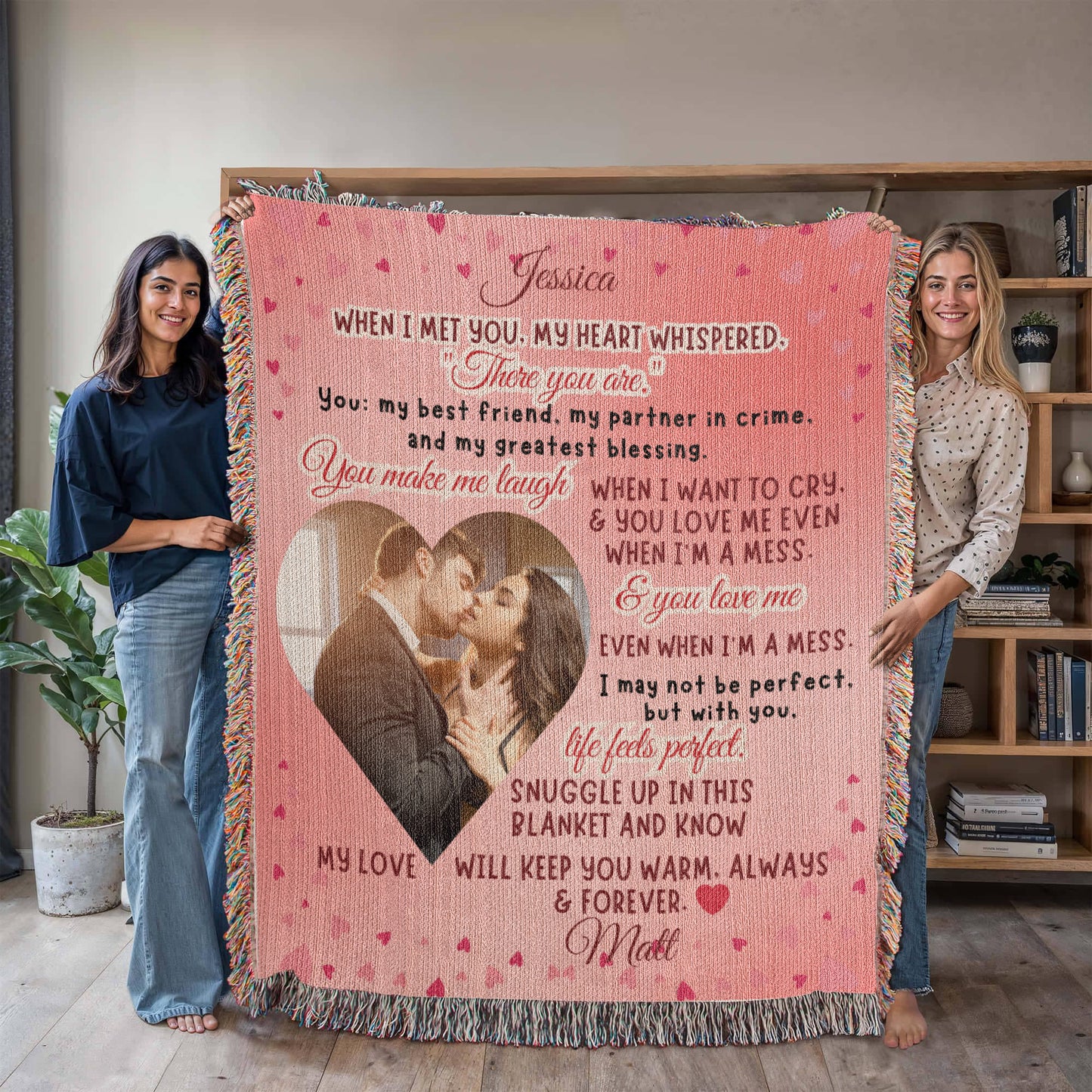 Heart Love Sherpa Fleece Blanket for Wife, Girlfriend, Partner or Soulmate