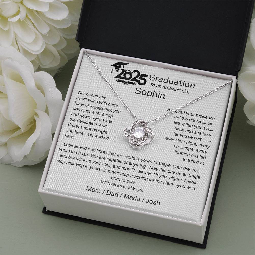 A Graduation Personalized Necklace Gift for a Woman.