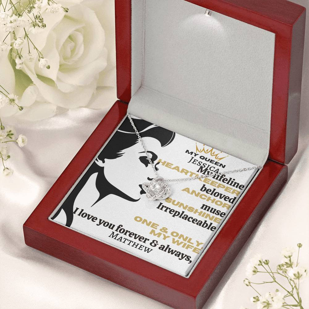 A Love Knot Profile White Necklace (Yellow & White Gold Variants) for My Wife, Girlfriend or Partner