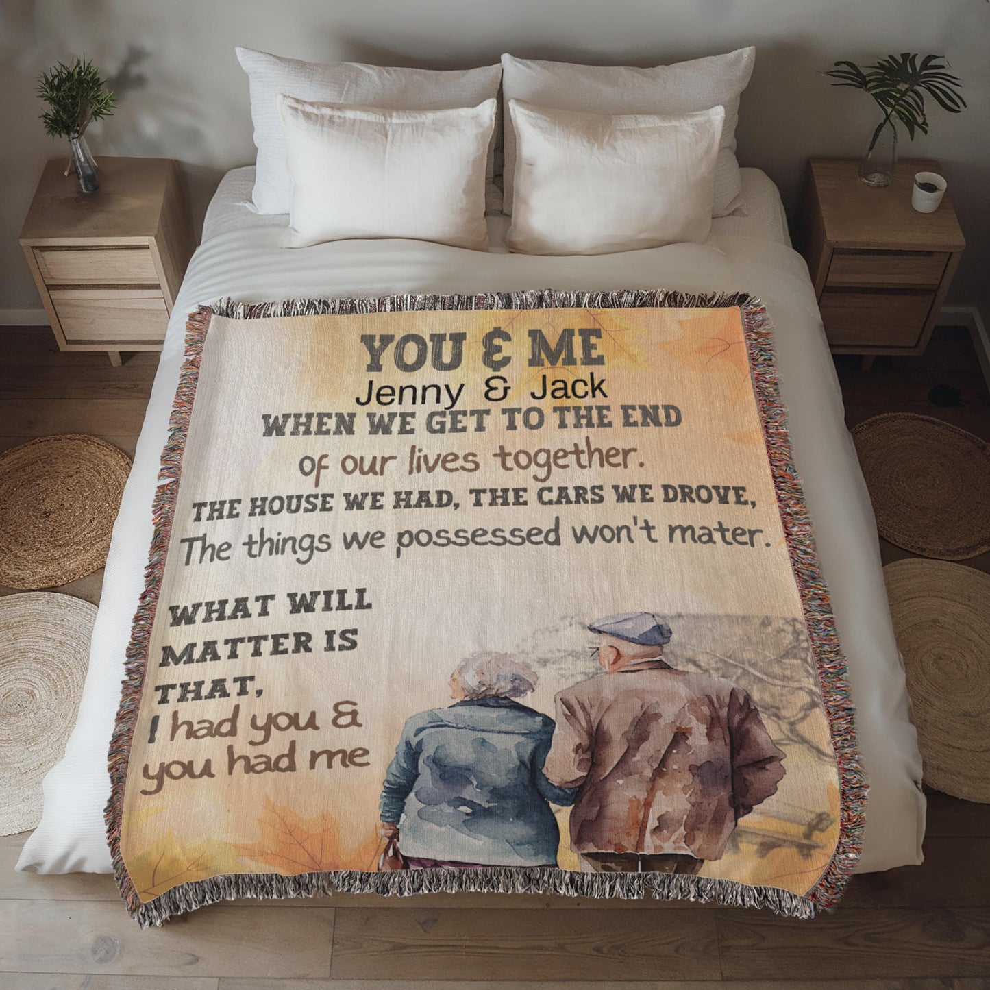 Old Couple Love Sherpa, Fleece or Woven Fleece Blanket