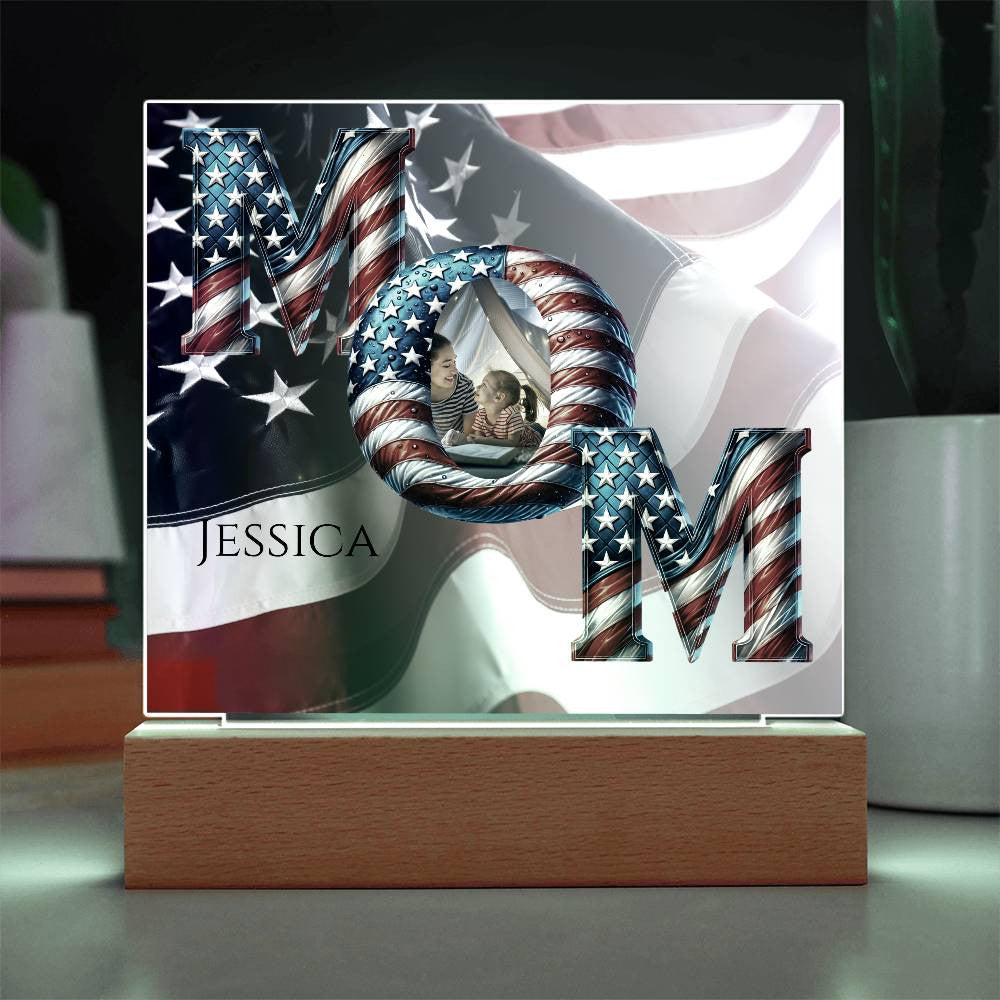 A Patriotic Custom Acrylic Plaque for Mom