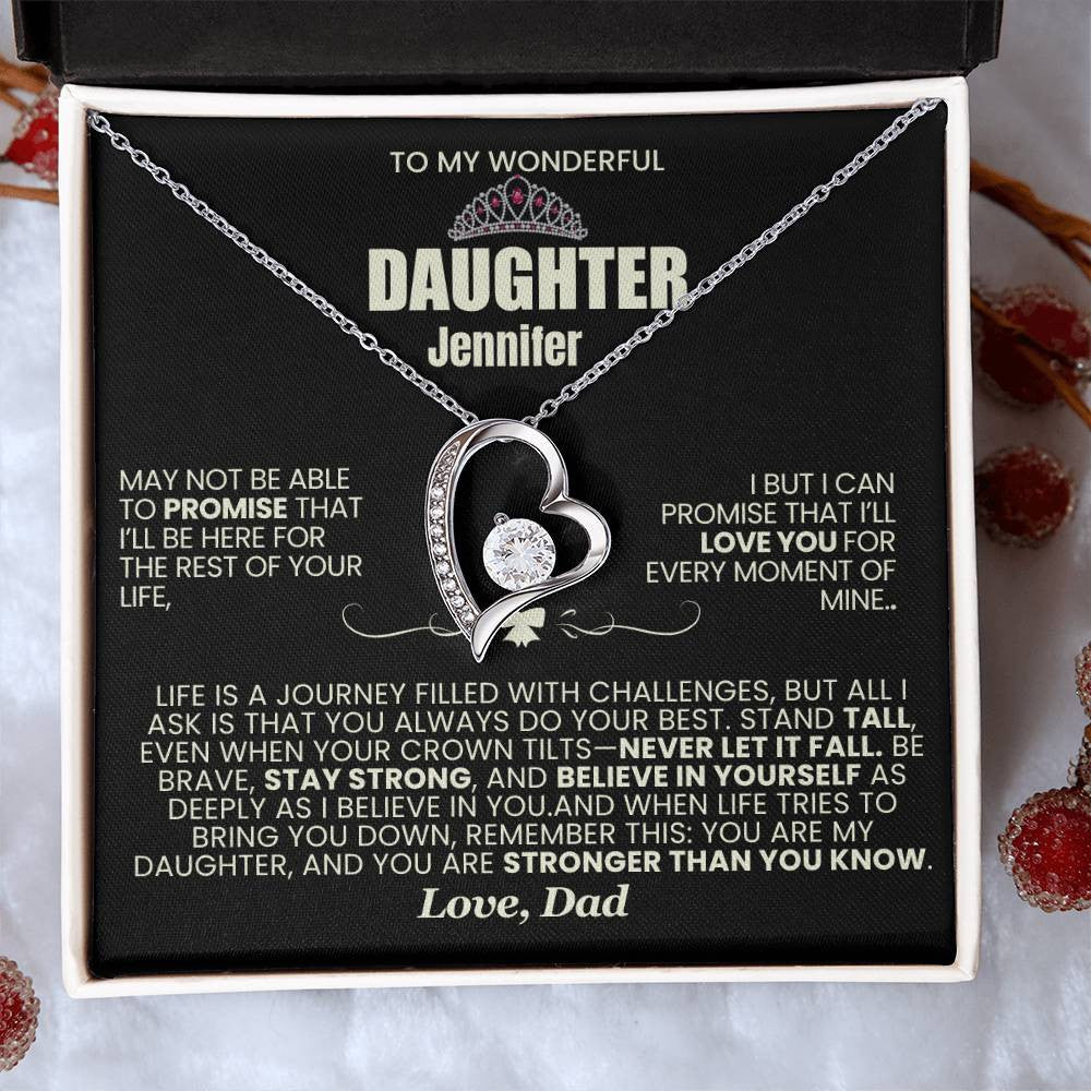 To My Princess Daughter Forever Love Necklace vintage and black