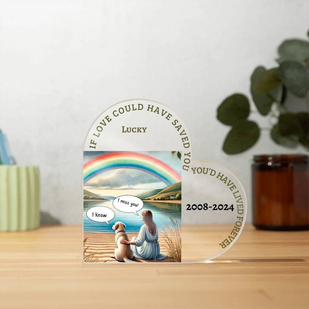 A Dog Memorial, Heart Shaped Acrylic Plaque