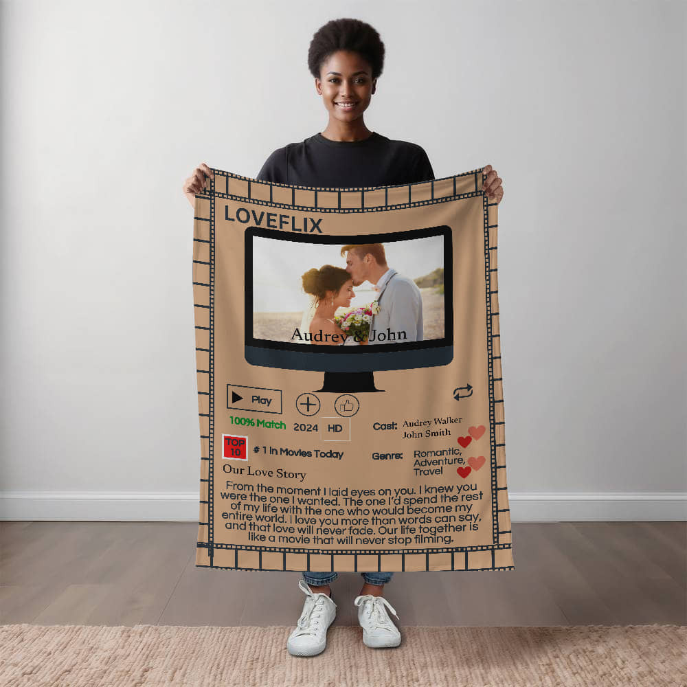 A Loveflix Personalized Love Sherpa or Fleece Blanket