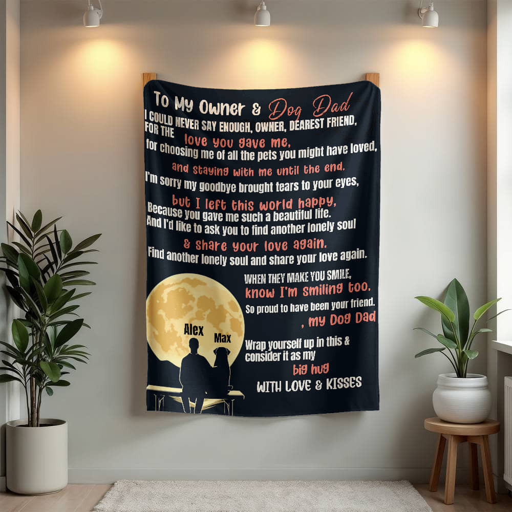 A Personalized Photo Owner Dear Friend Dog Memorial Sherpa or Fleece Blanket