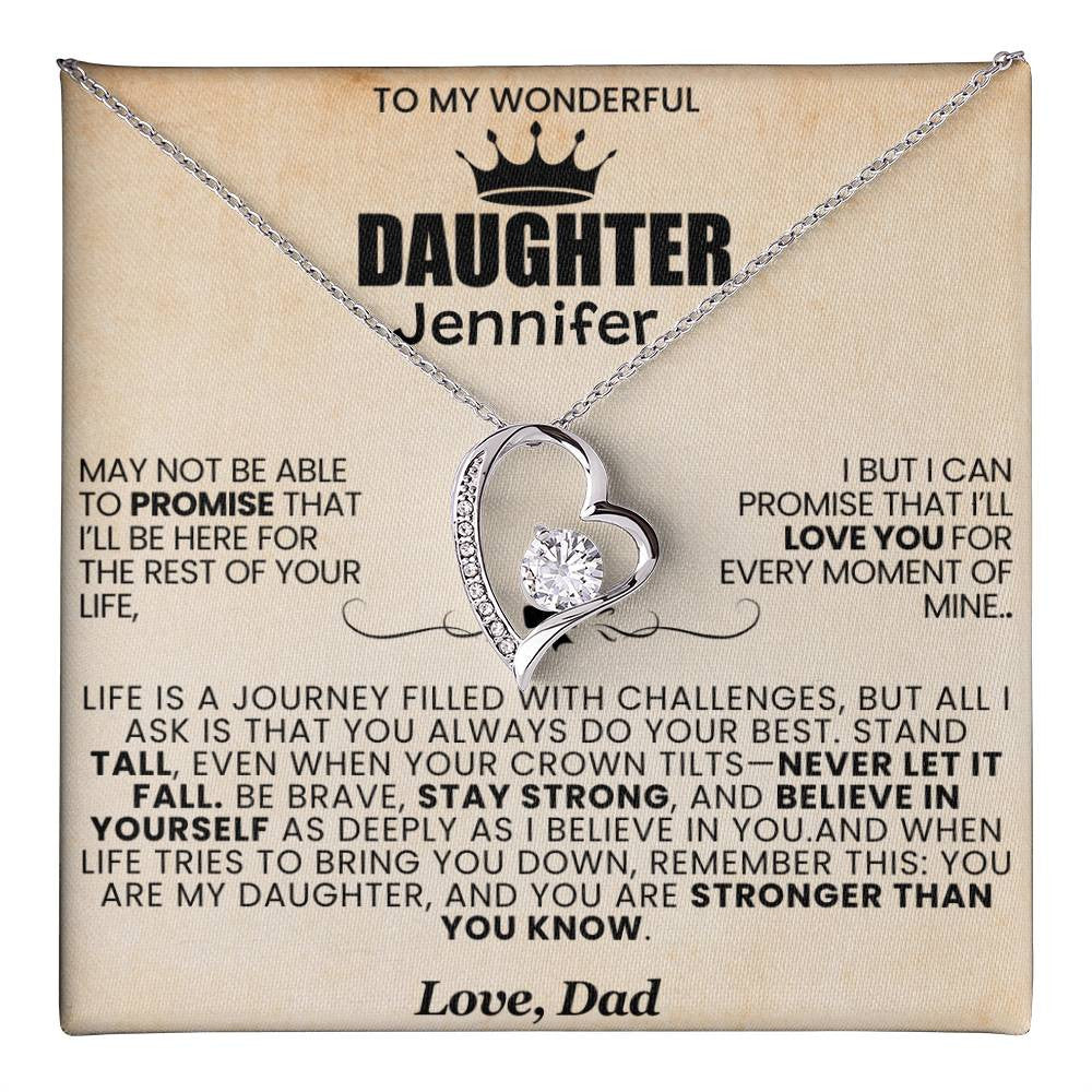 To My Princess Daughter Forever Love Necklace vintage and black
