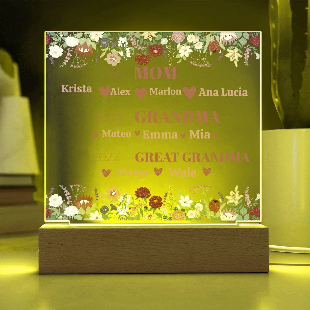 Love Acrylic Wildflower Plaque for Mom