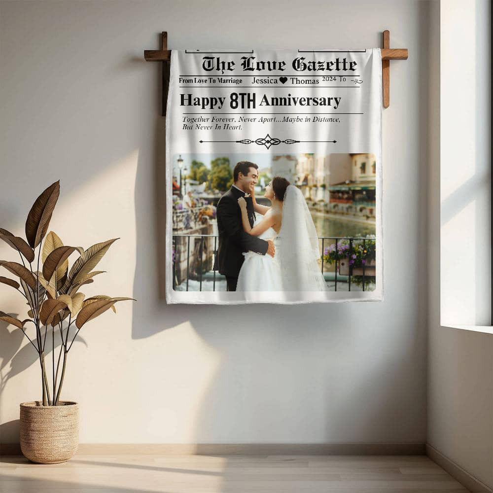 A Personalized Newspaper Love Sherpa or Fleece Blanket
