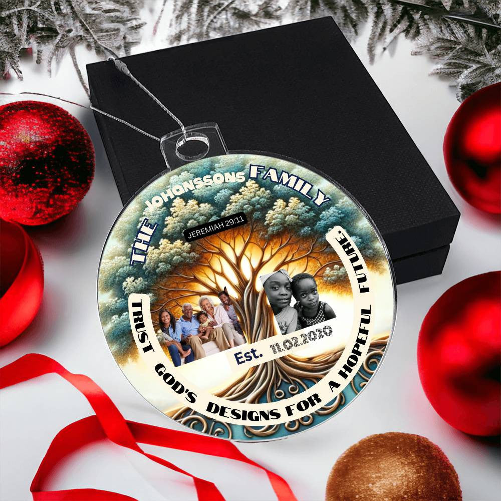 Personalized Bible Keepsake Family Photo Name Religious Christmas Decoration Inspirational Holiday Gift Spiritual Home Decor Bible Ornament