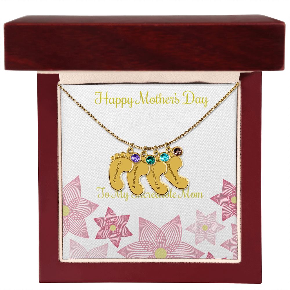 Engraved Baby Name Mother's Day Gift Necklace With Birthstone
