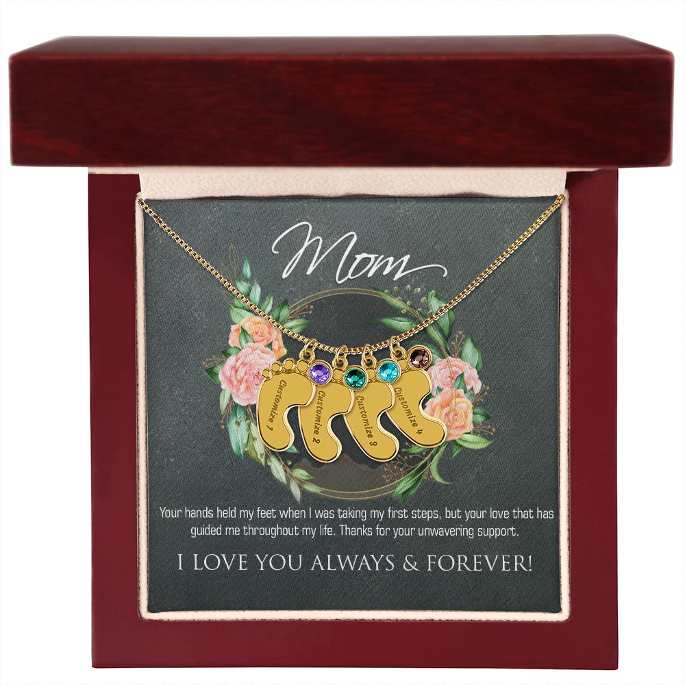 Necklace for mom, baby foot.