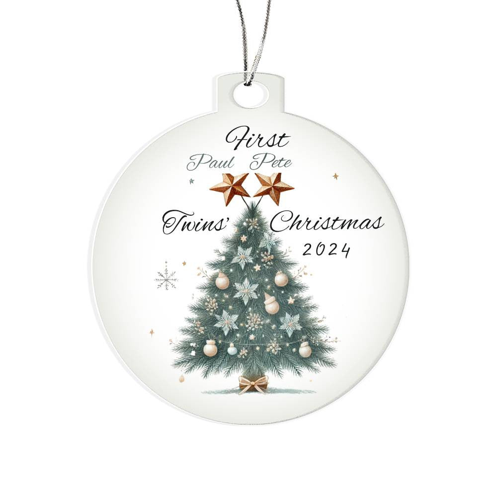 Personalized Gift For Twin Boys First Christmas Custom Ornament for Newborn Babies With Their Names Year Holiday Sons' Tree Decor Family