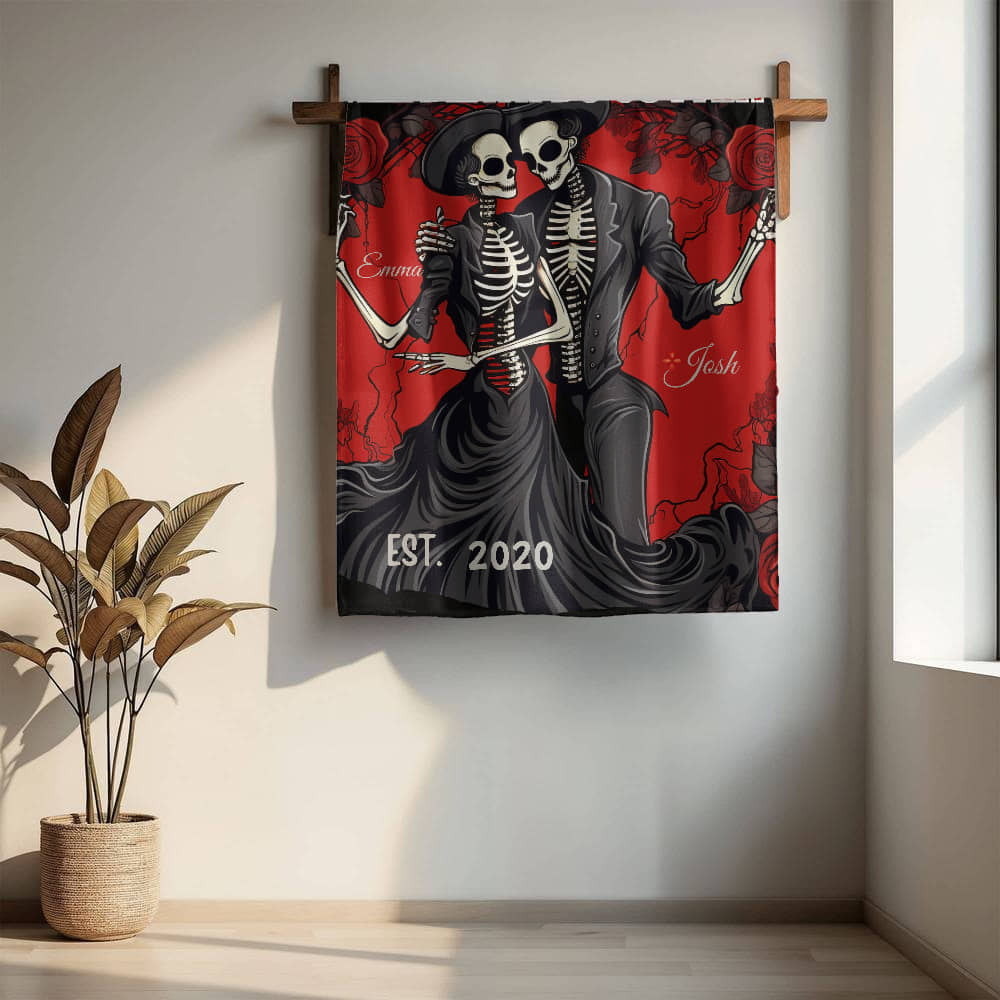 A Skeleton Love Sherpa or Fleece Blanket