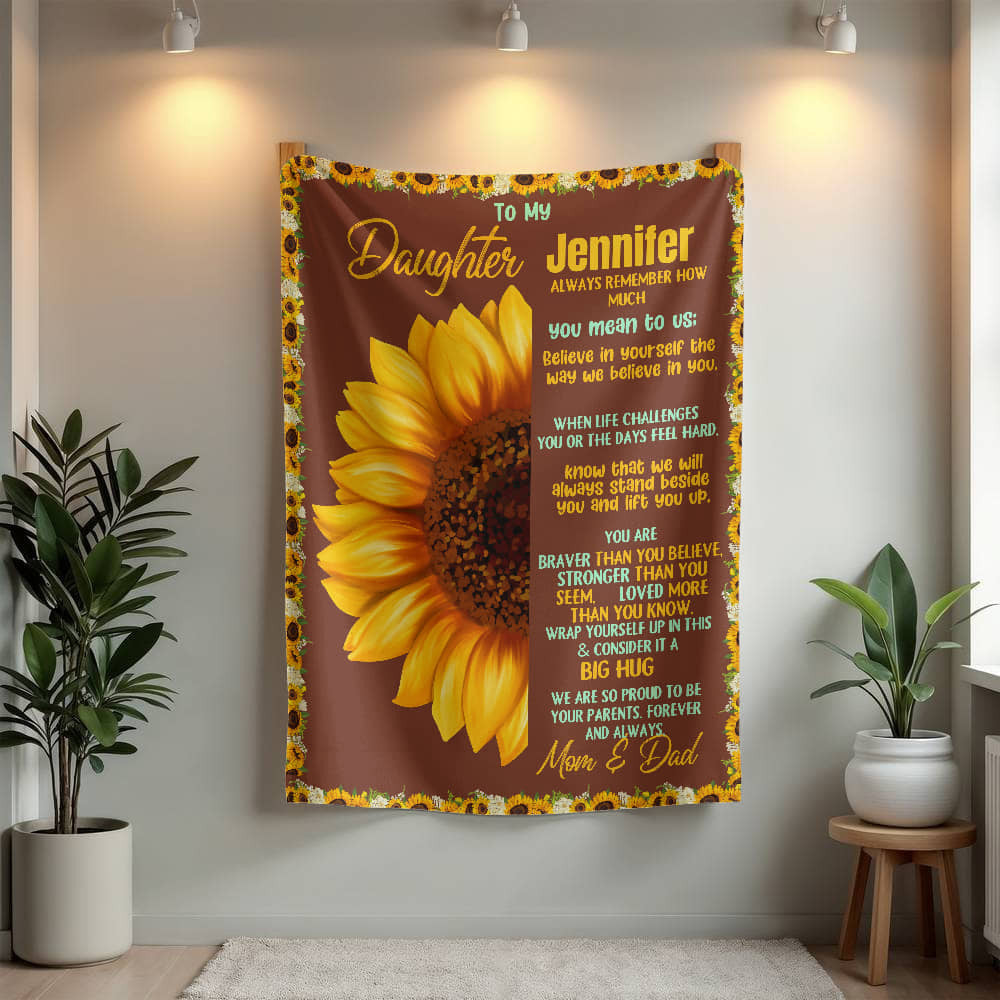 A Sunflower Daughter from Dad Heirlooom, Sherpa or  Fleece Blanket (3:4)