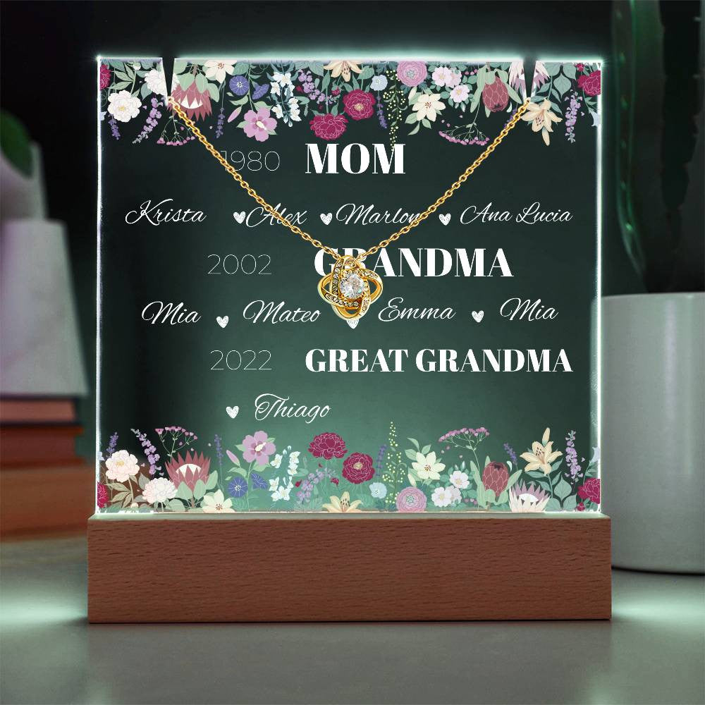 Personalized Gift Acrylic Necklace Bundle for Mom, Grandma and Greatgrandma