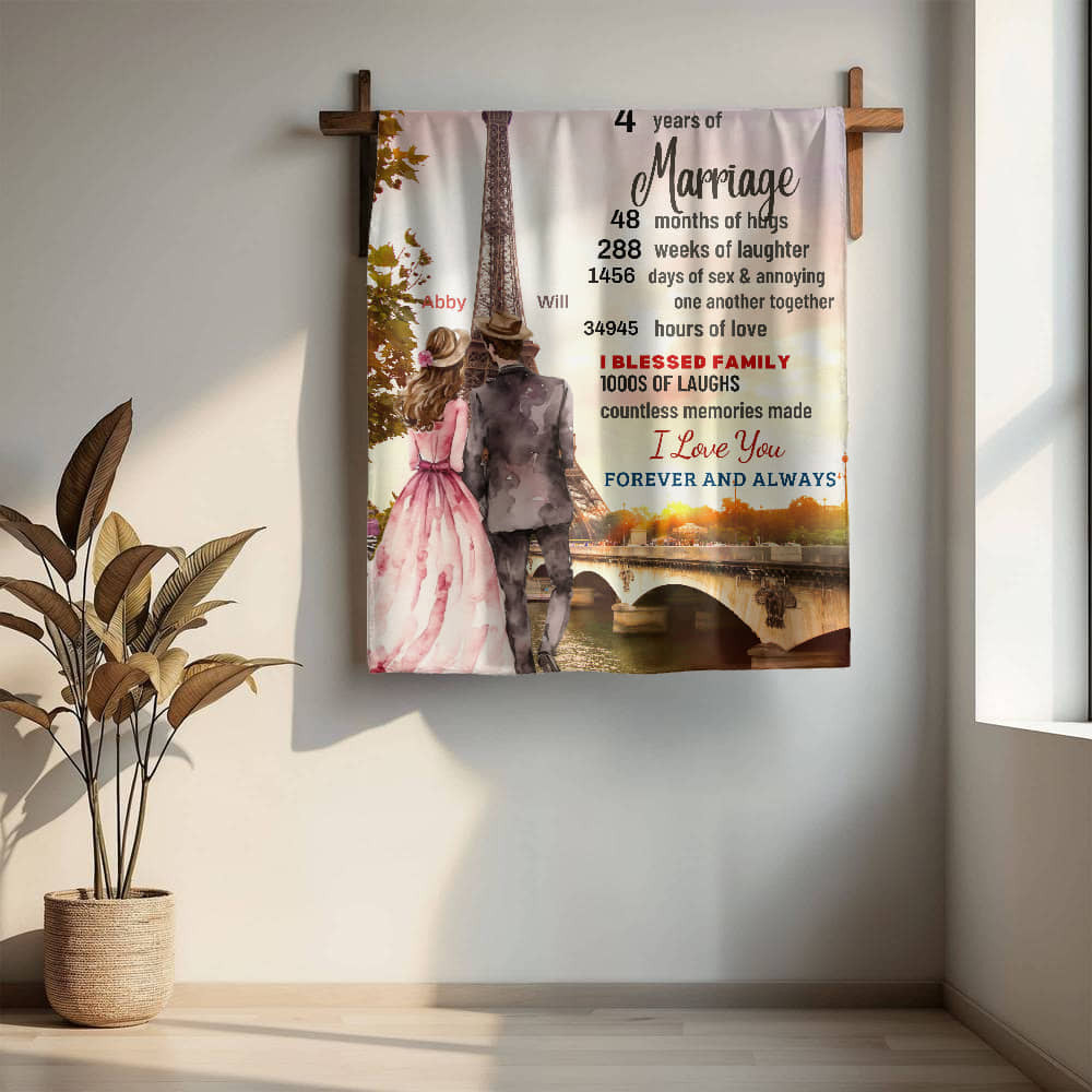 An Anniversary in Paris Sherpa or Fleece Blanket