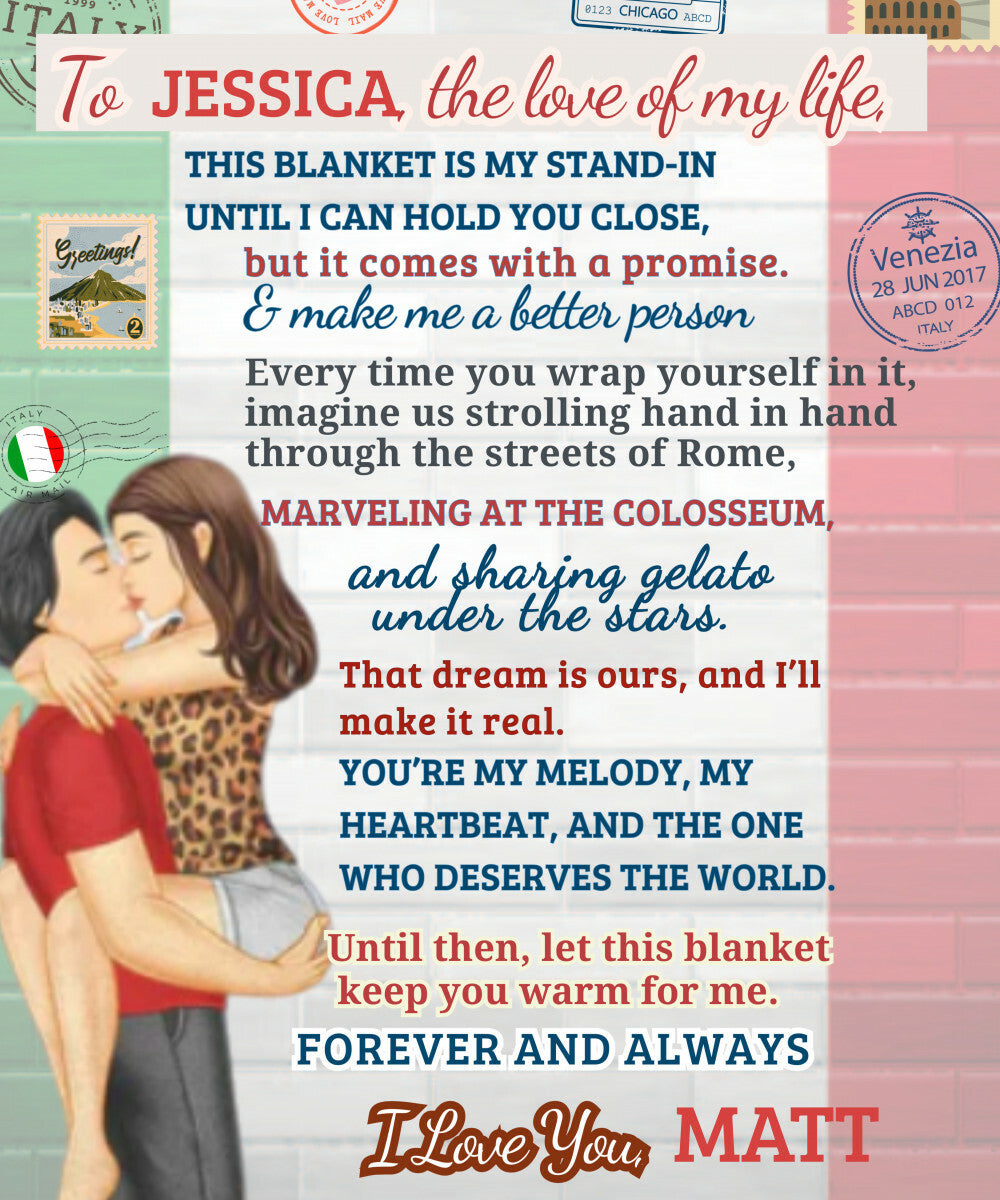 A Love Letter from Italy to my Wife, Girlfriend or Partner, a Sherpa, Fleece or Woven Blanket