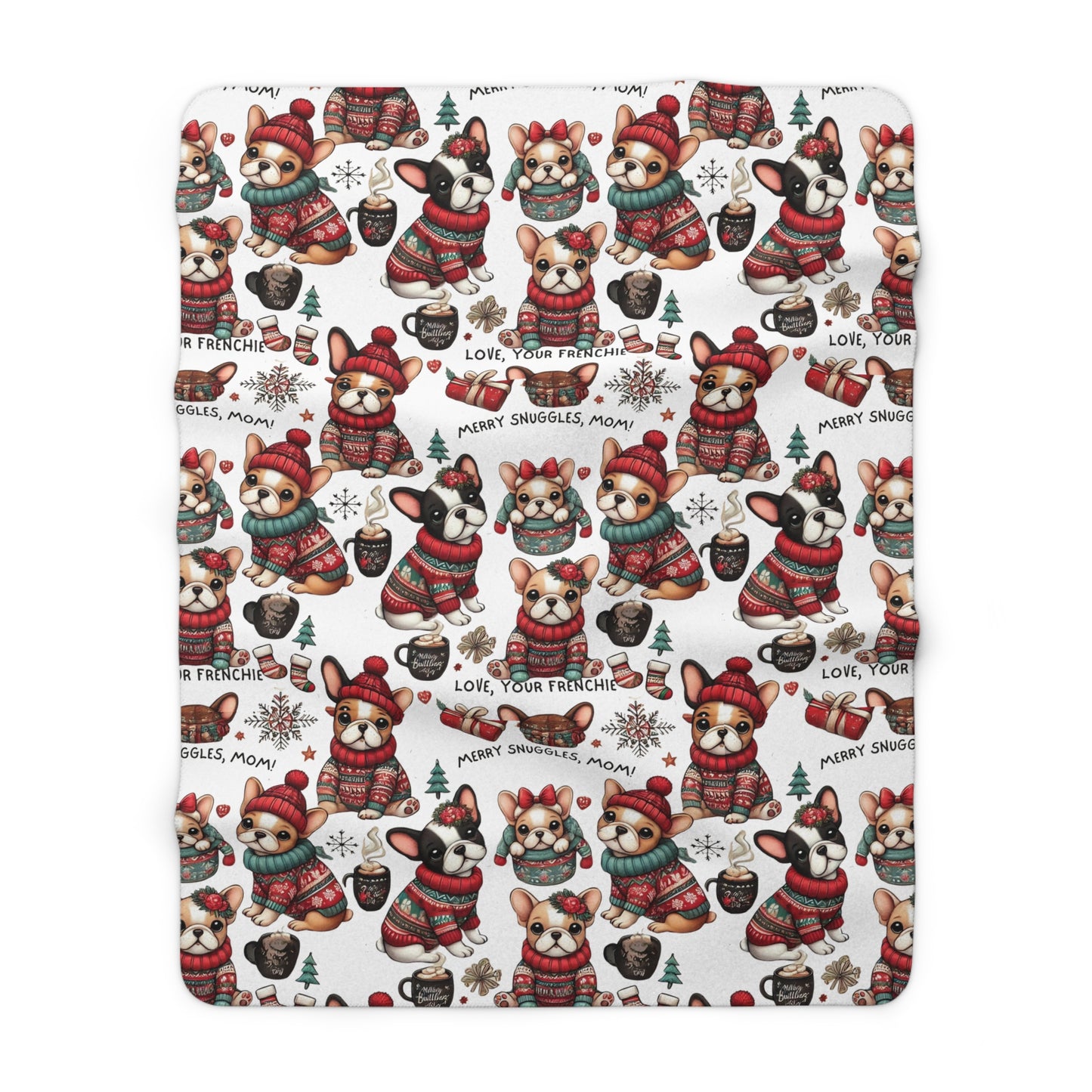 French Bulldog Sherpa Christmas Blanket for Dog Mom, Frenchie Mom